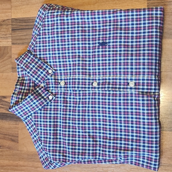 Ralph Lauren Polo Red Navy Classic Plaid Natural Stretch Button Down Shirt Large - Picture 9 of 9